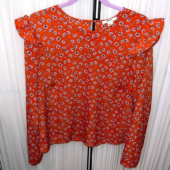 🍀5x$15🍀 Forever 21 Beautiful Orange blouse 🍊LARGE - Picture 1 of 5